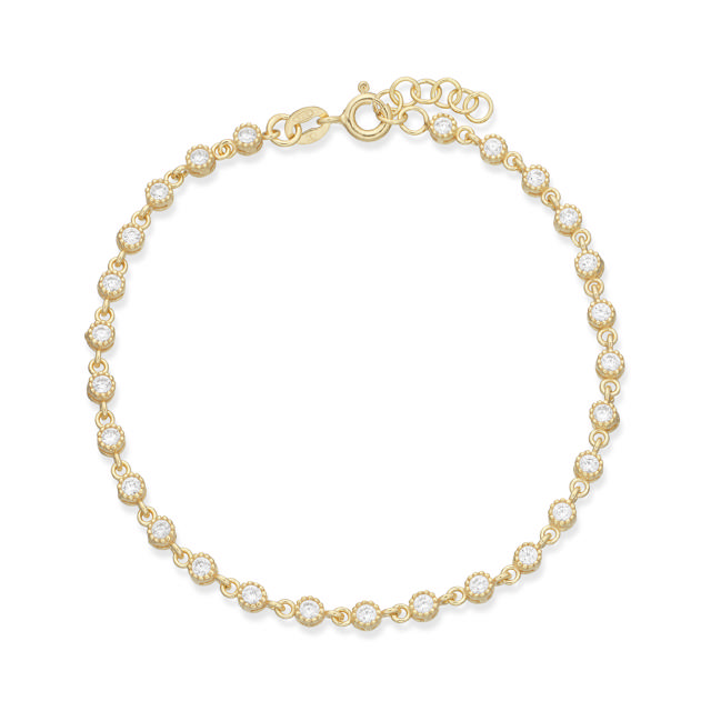 Bracelet zir. 925 goldplated 17+2cm