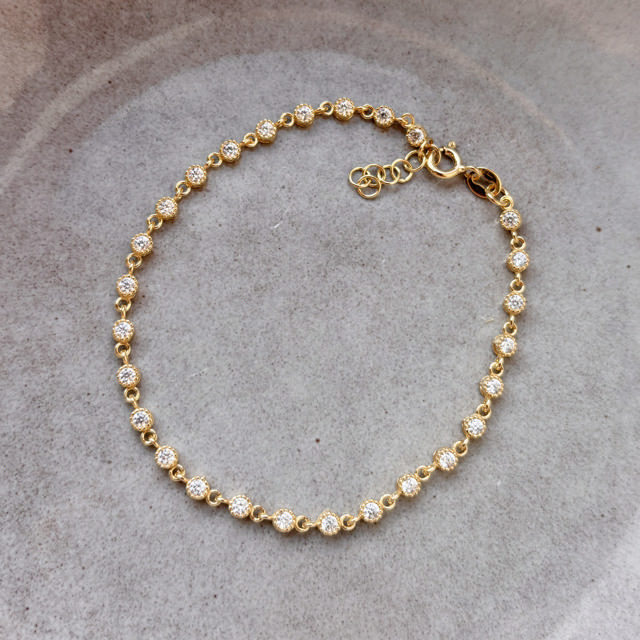 Bracelet zir. 925 goldplated 17+2cm