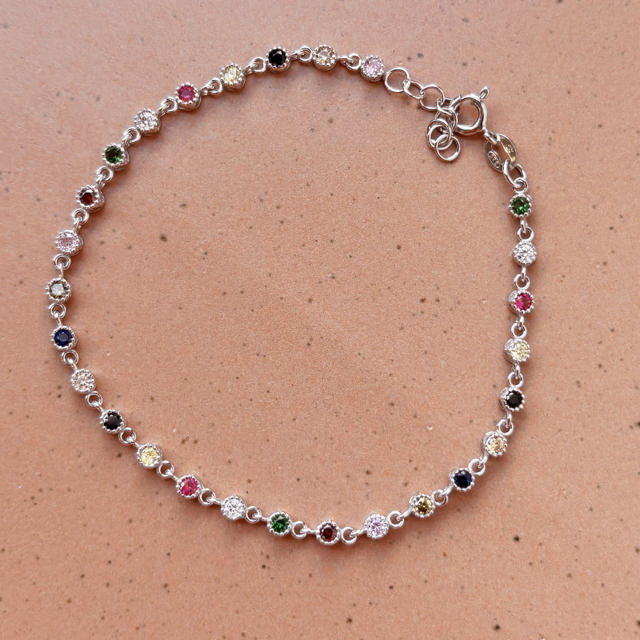 Bracelet multi zir. 925 rho. 17+2 cm