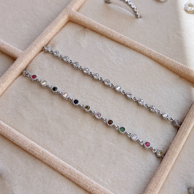 Bracelet multi zir. 925 rho. 17+2 cm