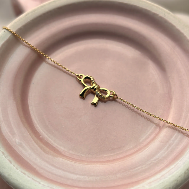 Bracelet bow zir. 925 goldplated