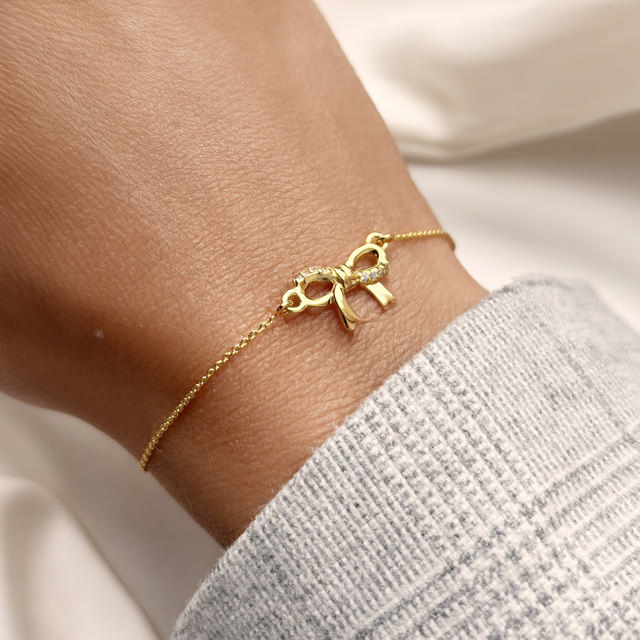 Bracelet bow zir. 925 goldplated