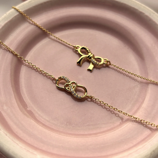 Bracelet bow zir. 925 goldplated