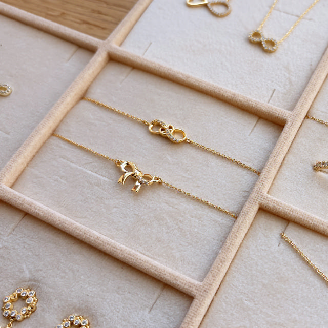 Bracelet bow zir. 925 goldplated