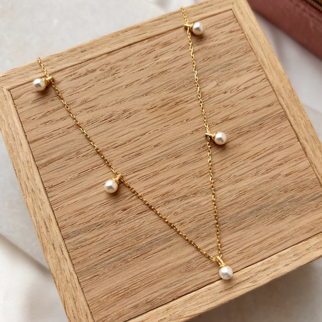 Necklace pearls 925 goldplated 42+3 cm