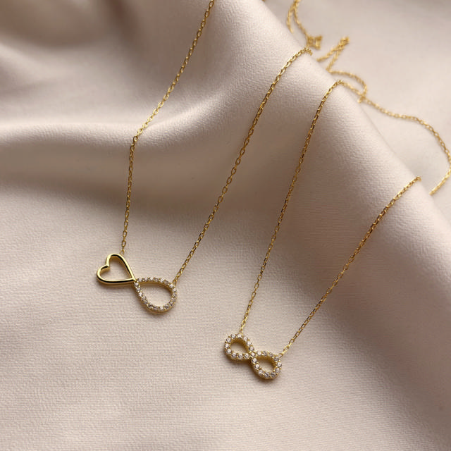 Necklace eternity zir. 925 goldplated 42+5cm