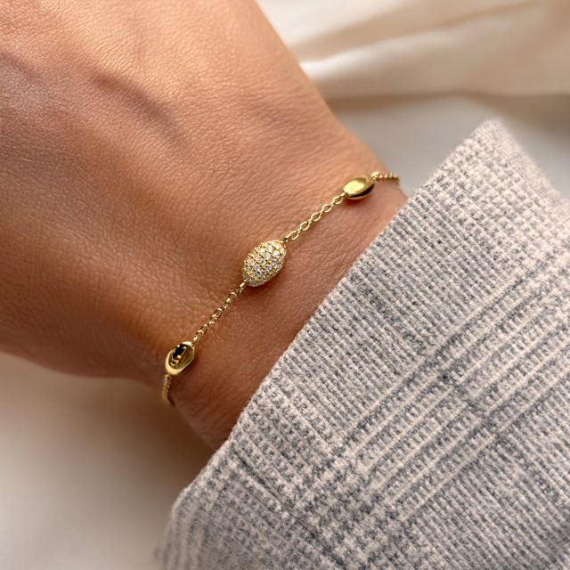 Bracelet zir. 925 goldplated 17+2cm