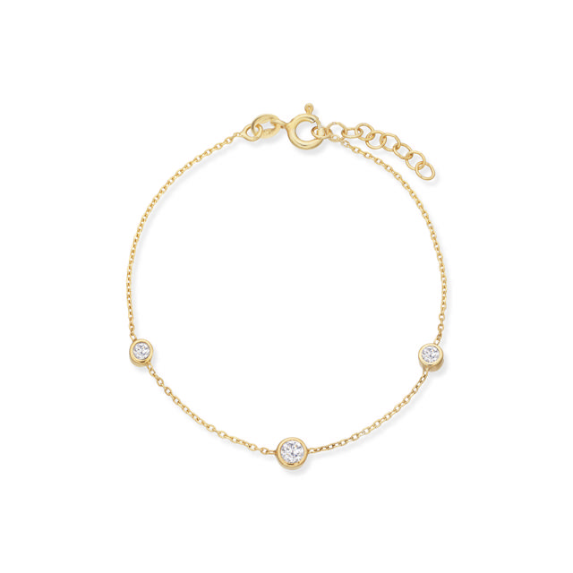 Bracelet zir. 925 goldplated 17+2cm