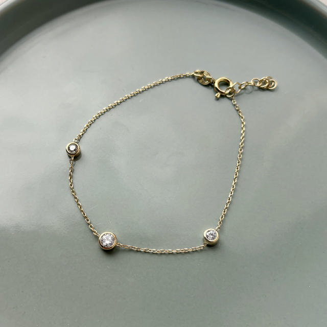 Bracelet zir. 925 goldplated 17+2cm