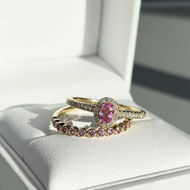 Diana ring roset 0,16 H-W/SI-pink safir 14 kt