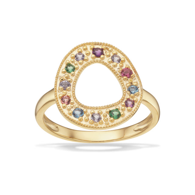 Ring mixed zir. 925 goldplated