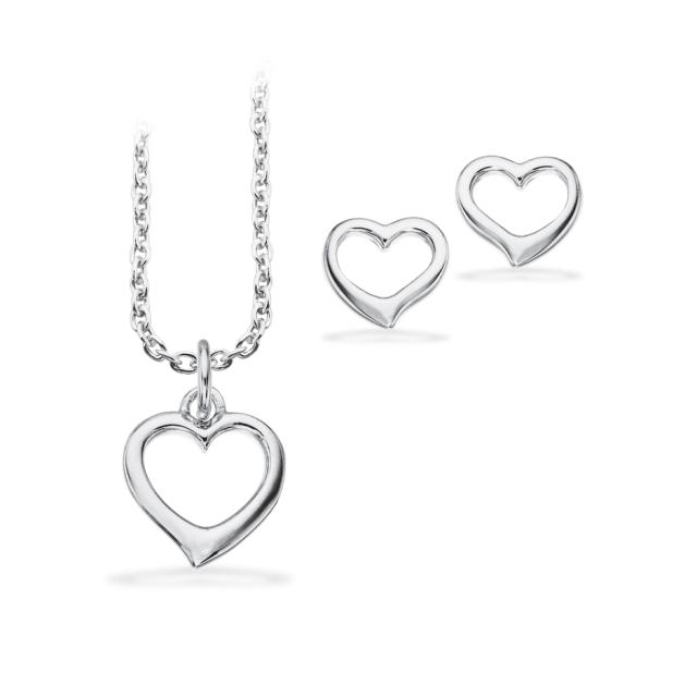 Pixel smykkesæt hjerte sølv 