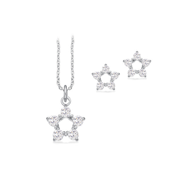 *Pixel smykkesæt stjerne cubic zir. m. sølv 