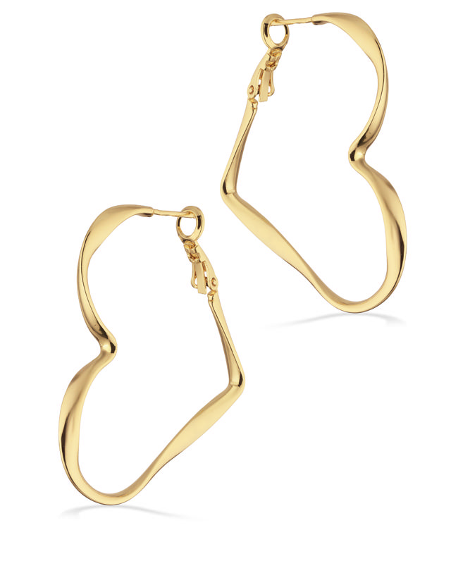 Hoops hearts brass goldplated