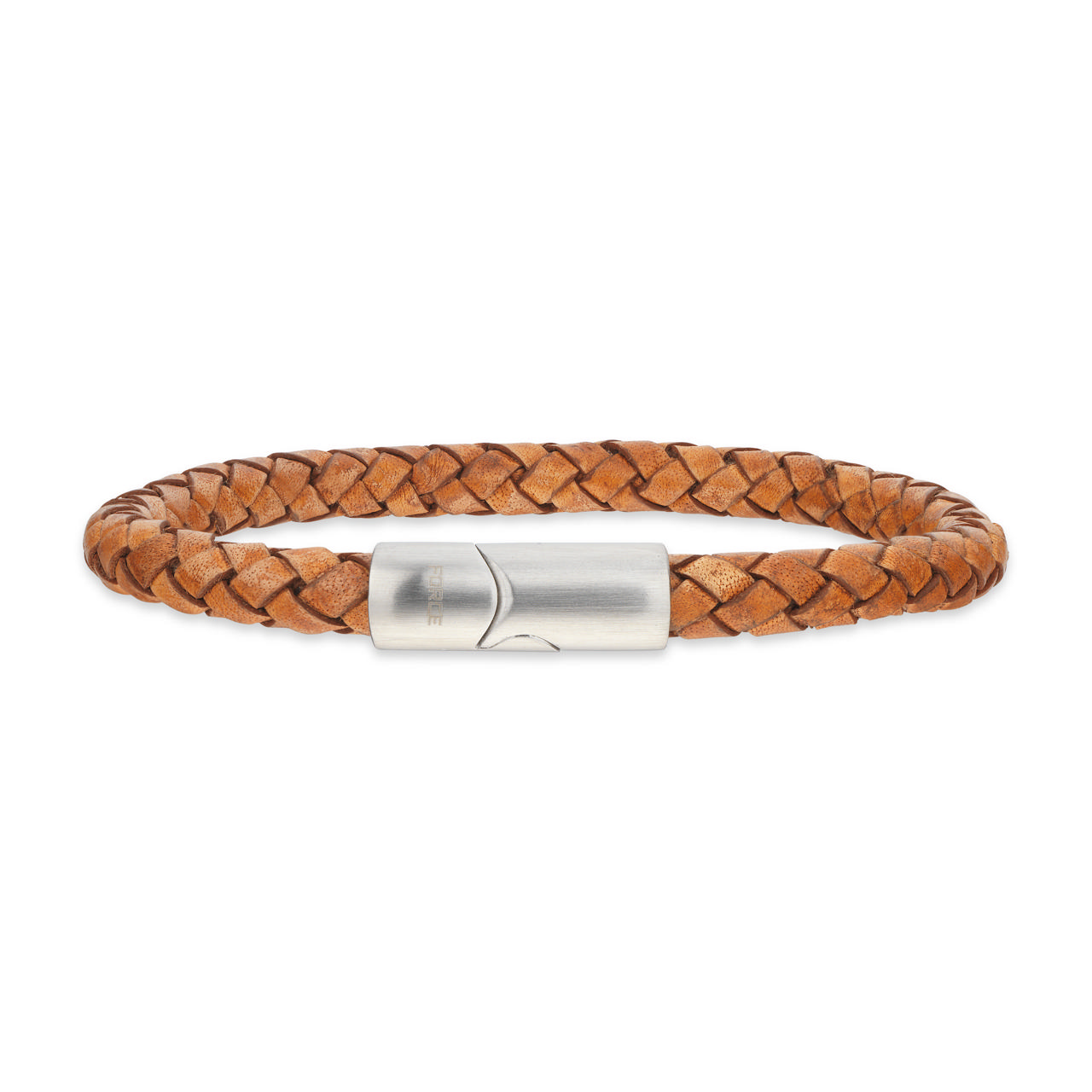 Bracelet brown leather steel lock