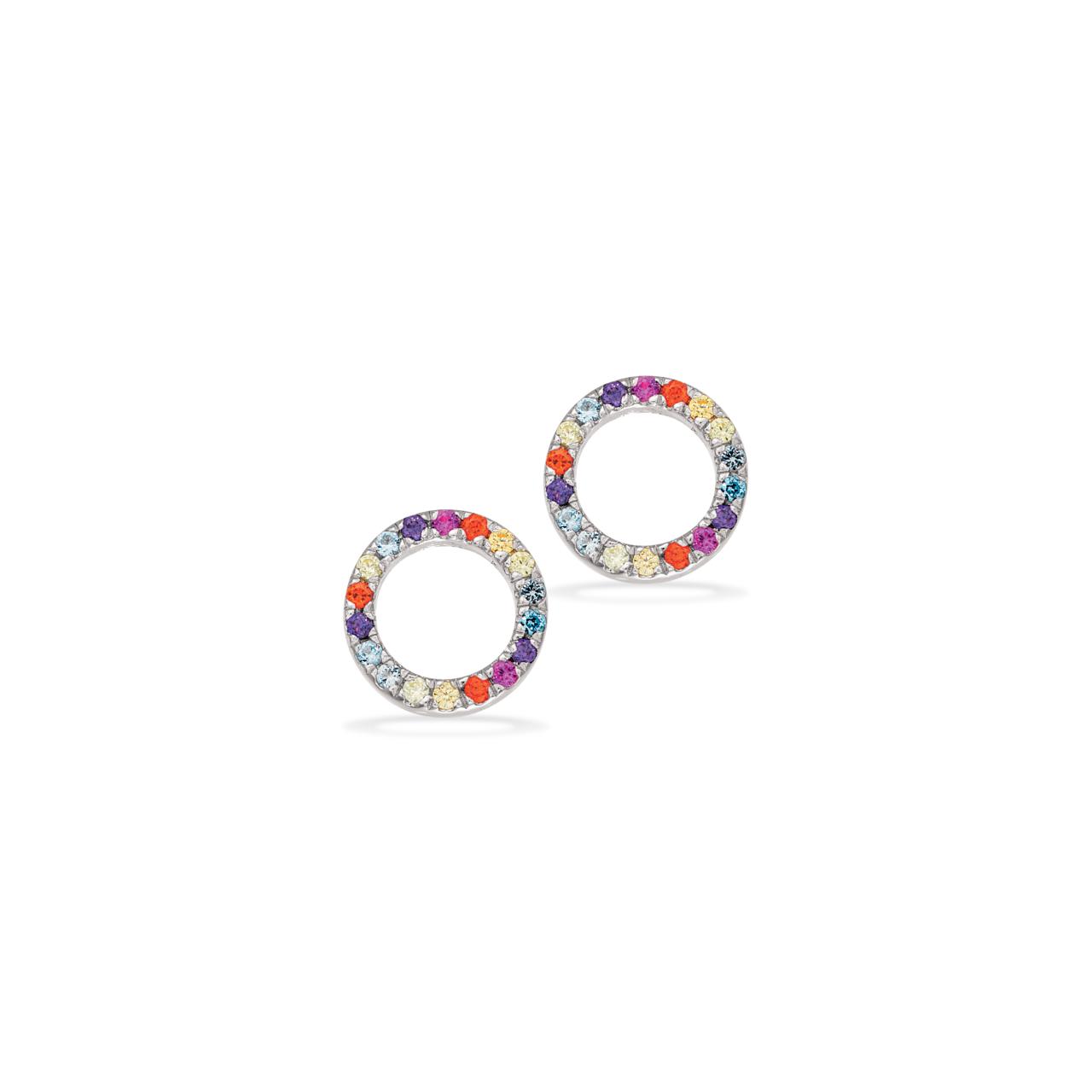 SoHo øreringe cirkel rainbow cubic zir. sølv rh. 