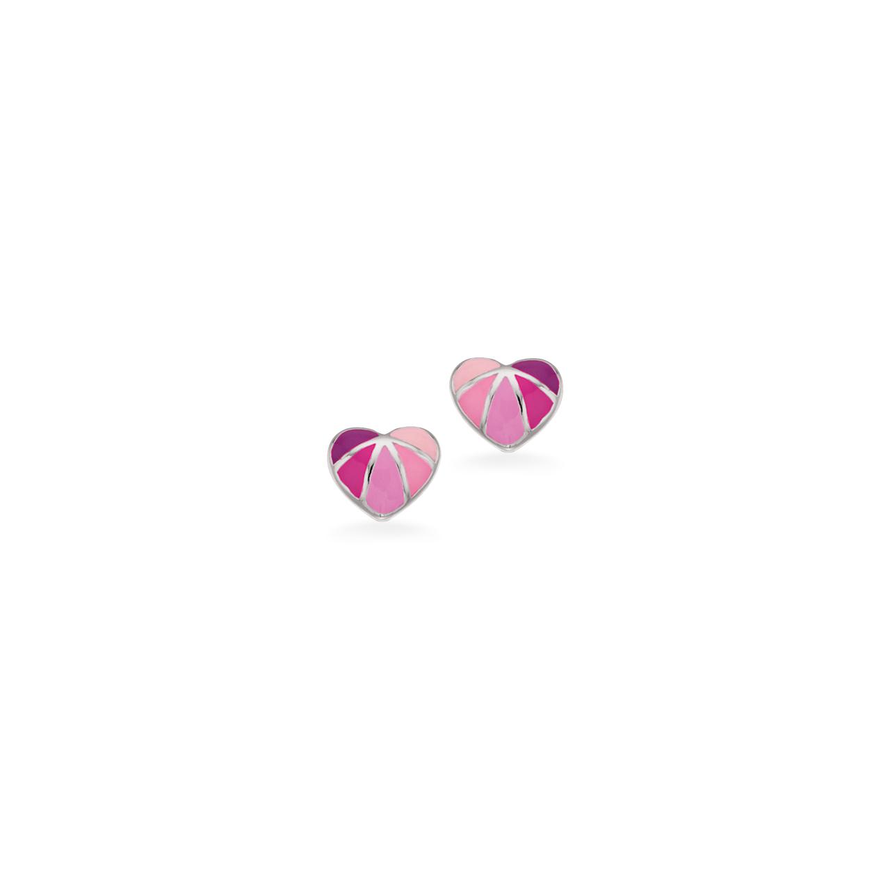 *Girls øreringe rosa hjerte sølv