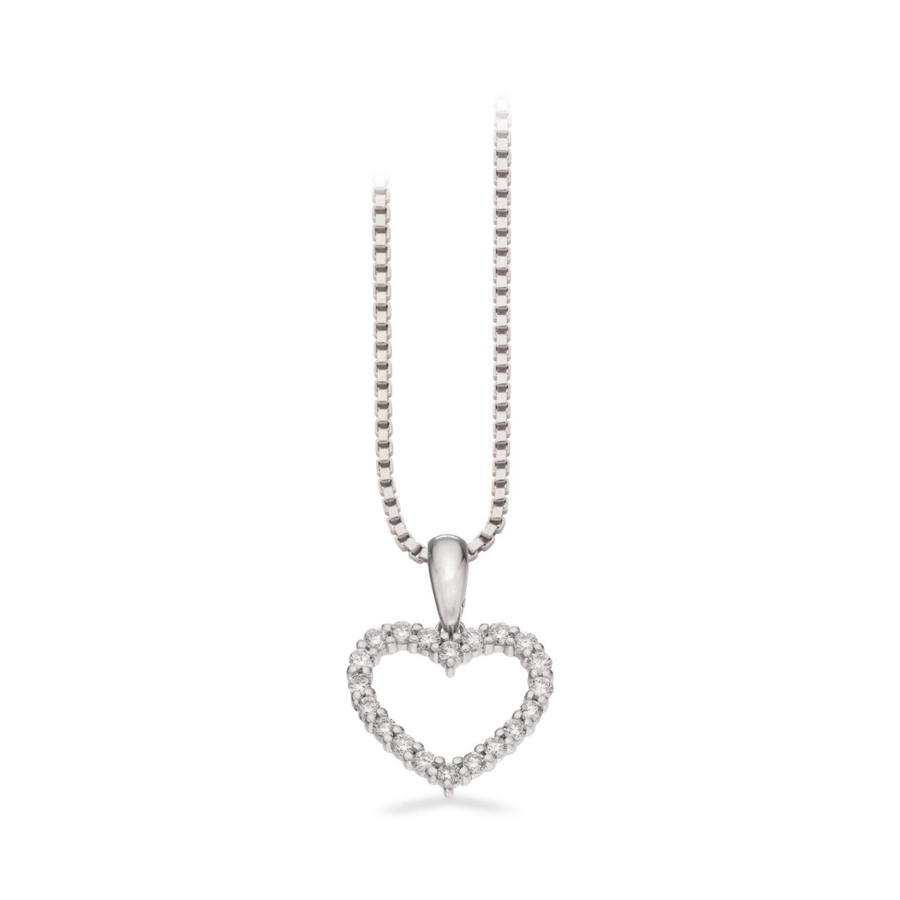 Dazzling hjerte  0,25 H-W/SI 14 kt. m/sølvkæde 