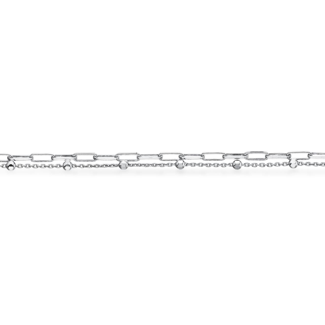 Halskæde long links/kuglekæde sølv rh. 42+5cm