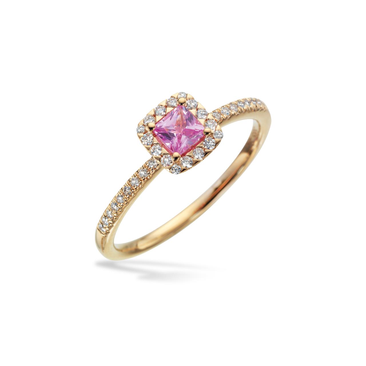 Diana ring roset 0,14 H-W/SI-pink safir 14 kt