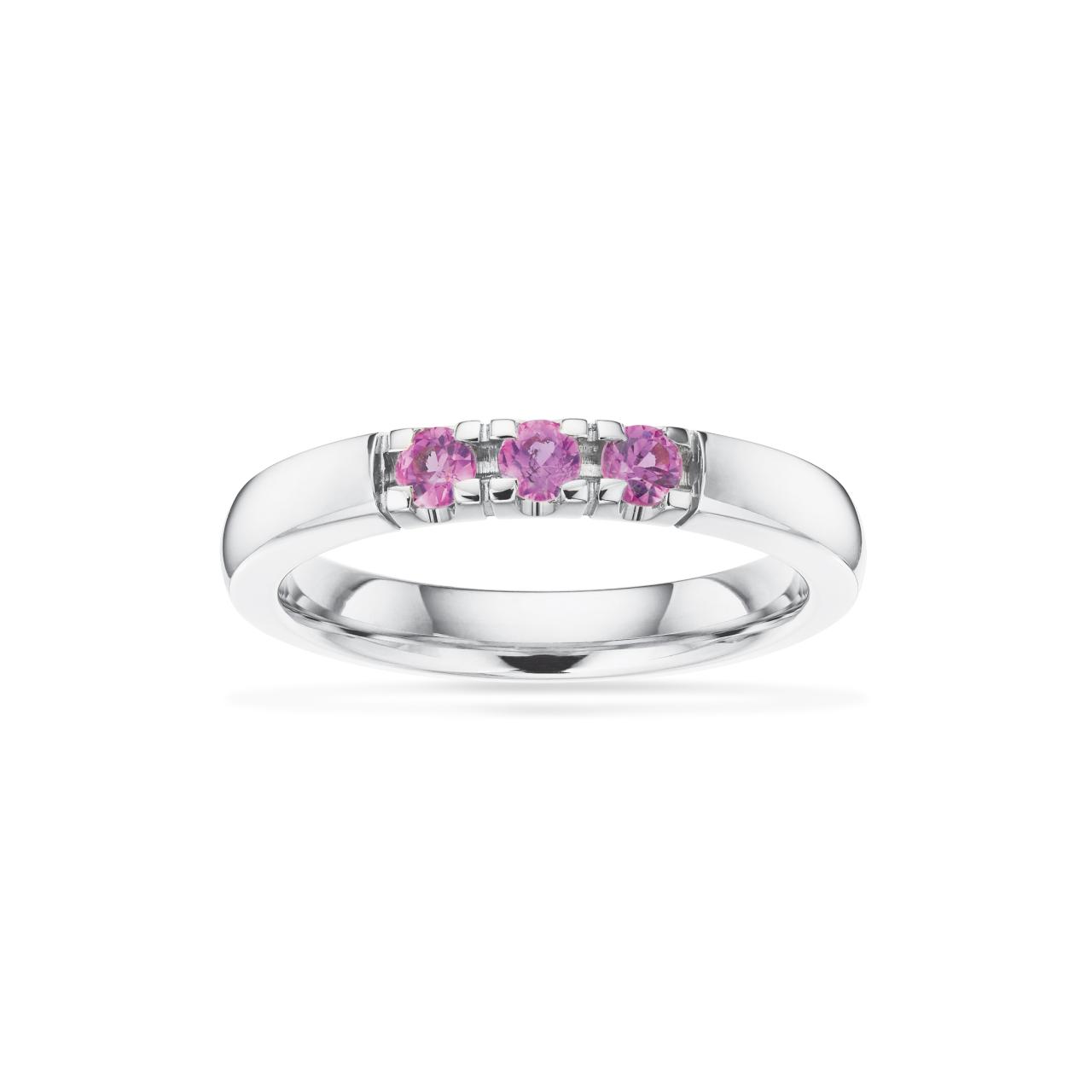 Grace Ring 14 kt. hv. 3x0,07 pink safir