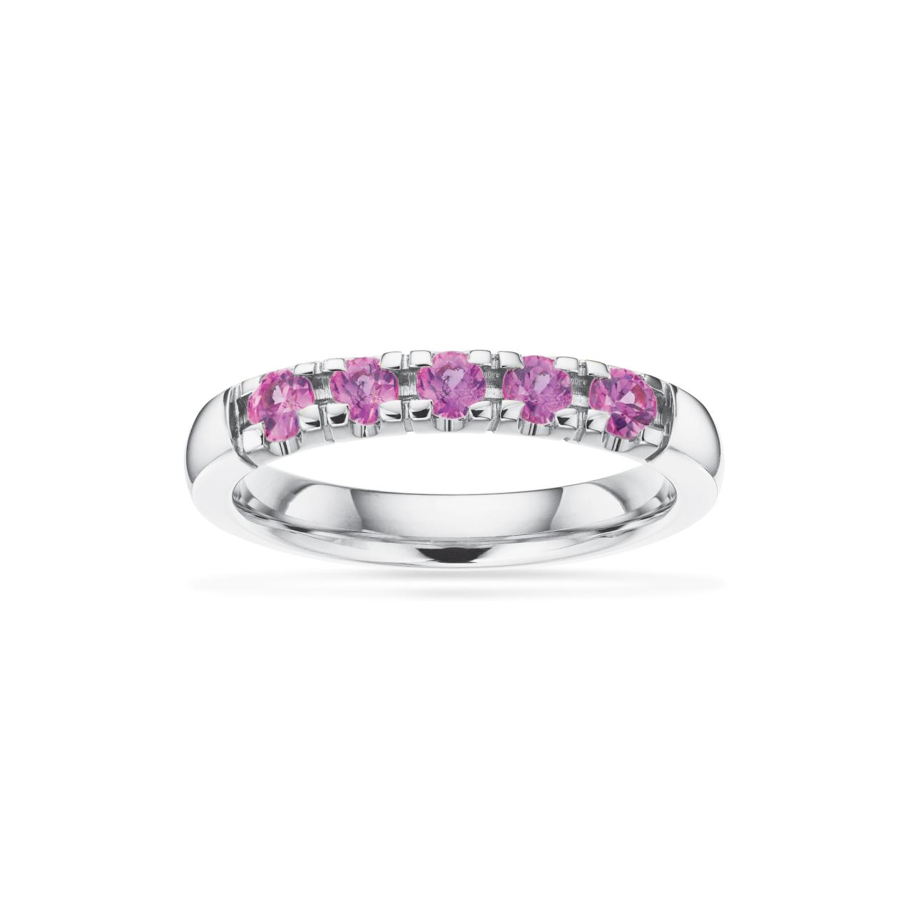 Grace Ring 14 kt. hv. 5x0,07 pink safir