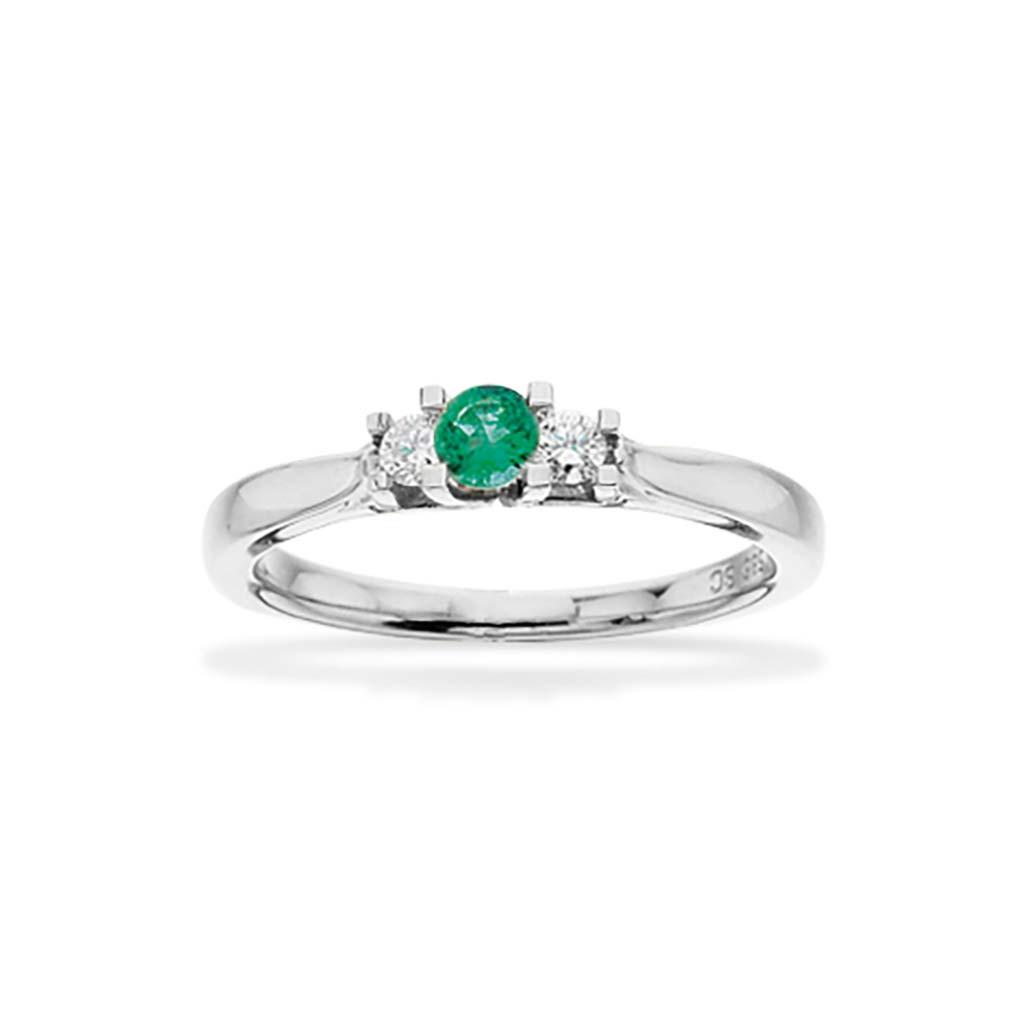 Zoya ring 0,11 H-W/SI 14 kt smaragd 0,17