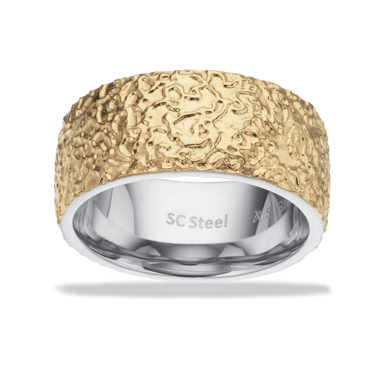 Mens ring steel goldplated