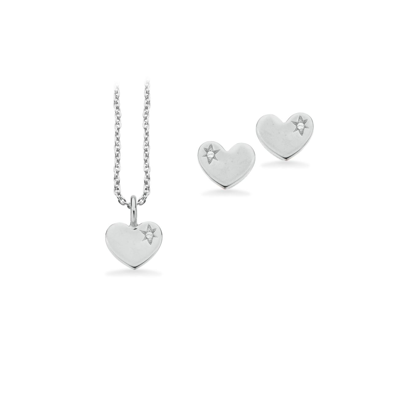 Pixel smykkesæt hjerte cubic zir. m. sølv 